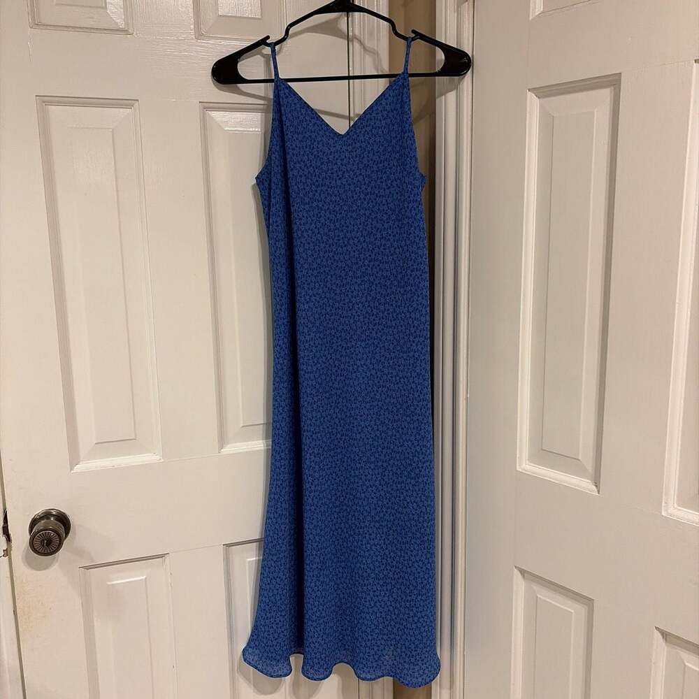 Express World Brand Women's Blue Floral Midi Slip Dress